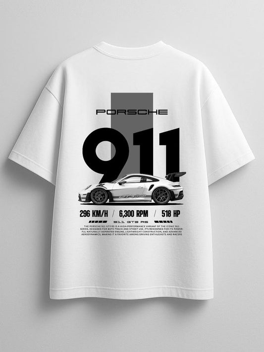 Porsche 911 GT3 RS White Oversized T-Shirt | Premium Cotton Streetwear
